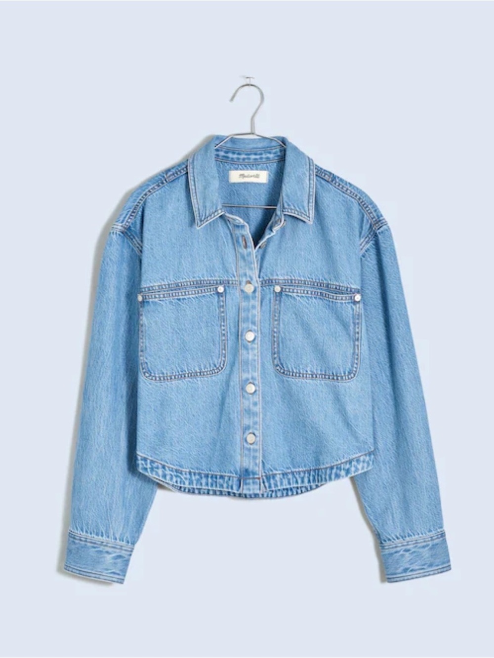 NEW Madewell Denim Long Sleeve Crop Shirt, Small